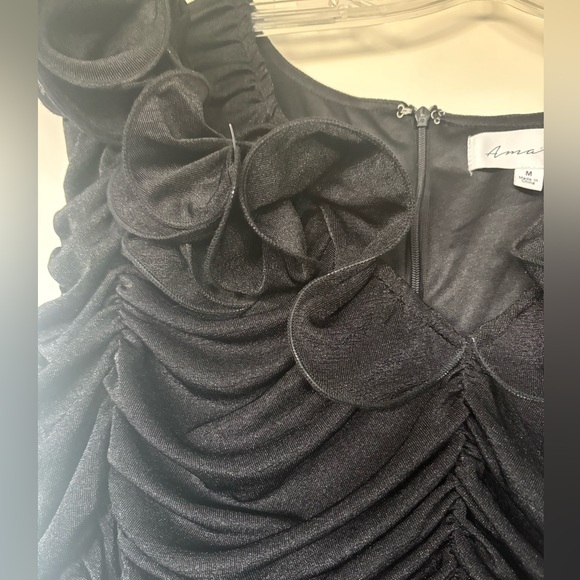 NWT Anthropologie Maeve Elegant Black Ruched Dress, medium - Picture 4 of 5